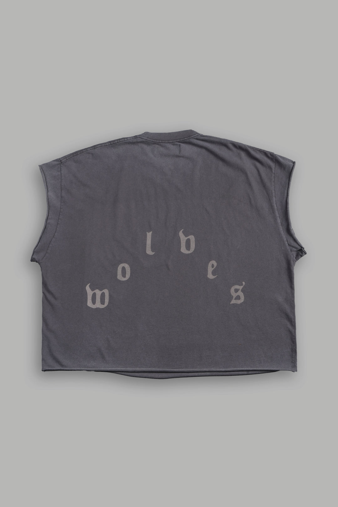 Real Steel Grunge Mid Length Raw Hem Cap Sleeve Tee in Wolf Gray