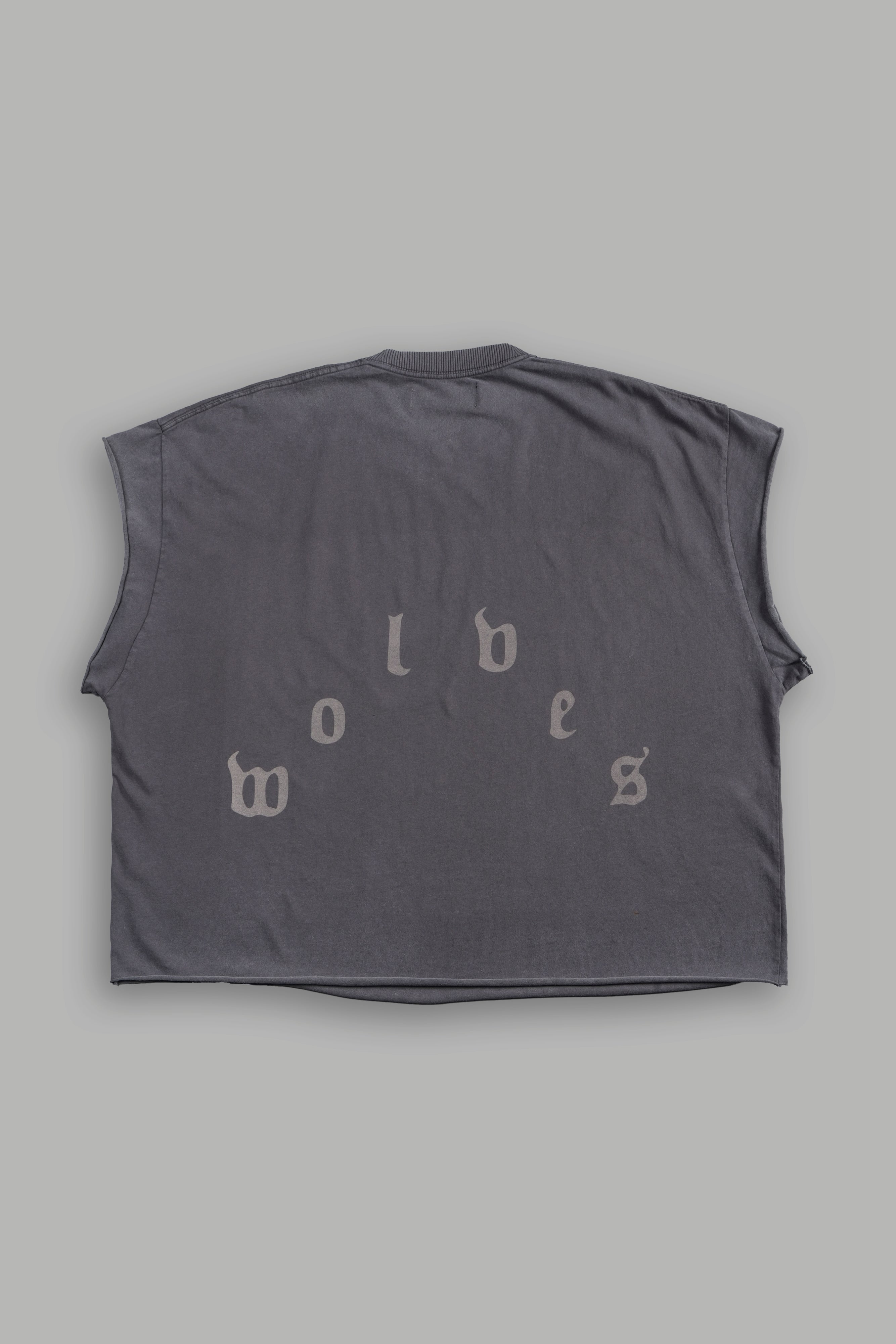Real Steel Grunge Mid Length Raw Hem Cap Sleeve Tee in Wolf Gray