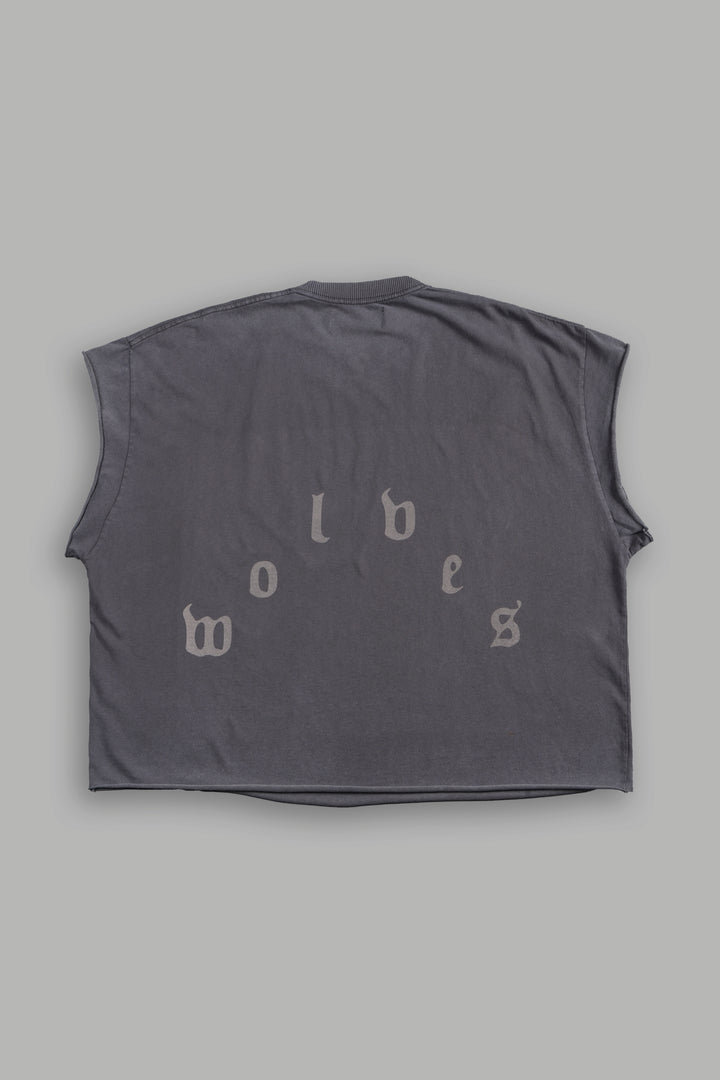 Real Steel Grunge Mid Length Raw Hem Cap Sleeve Tee in Wolf Gray