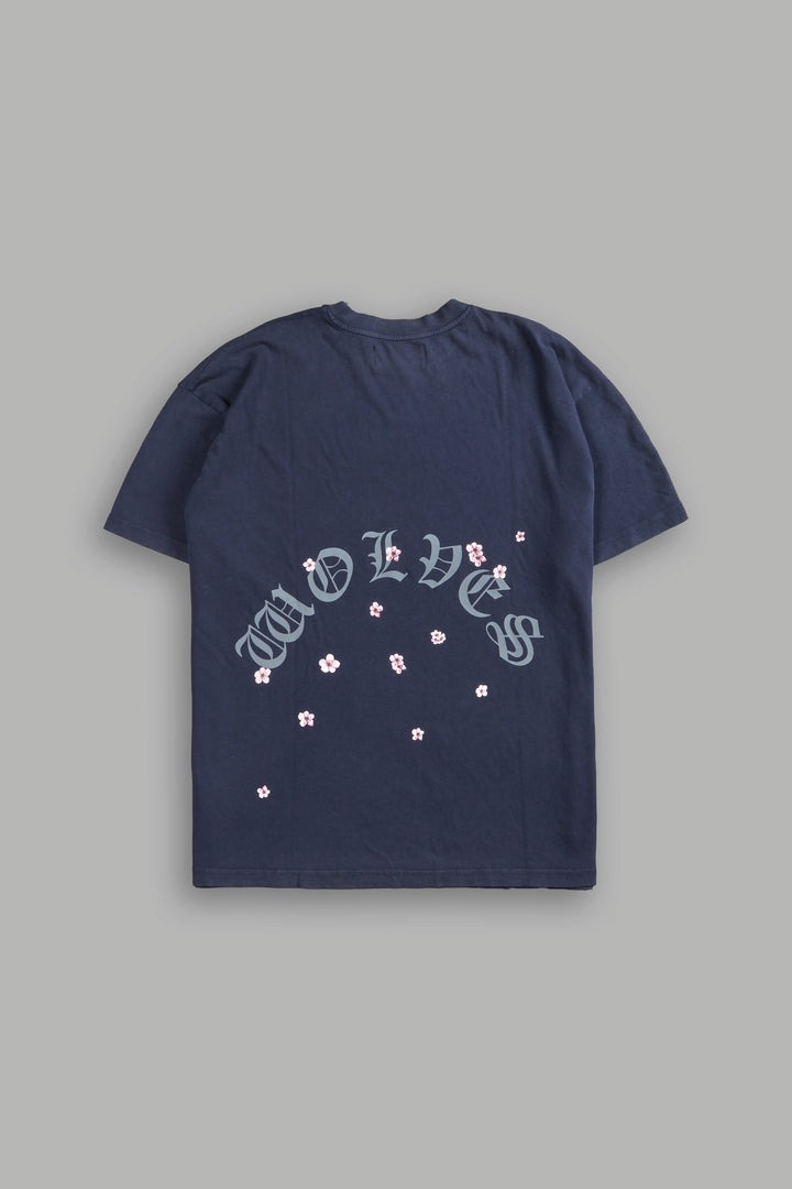Blood Thirsty Kanji "Premium" Oversized Tee in Midnight Blue