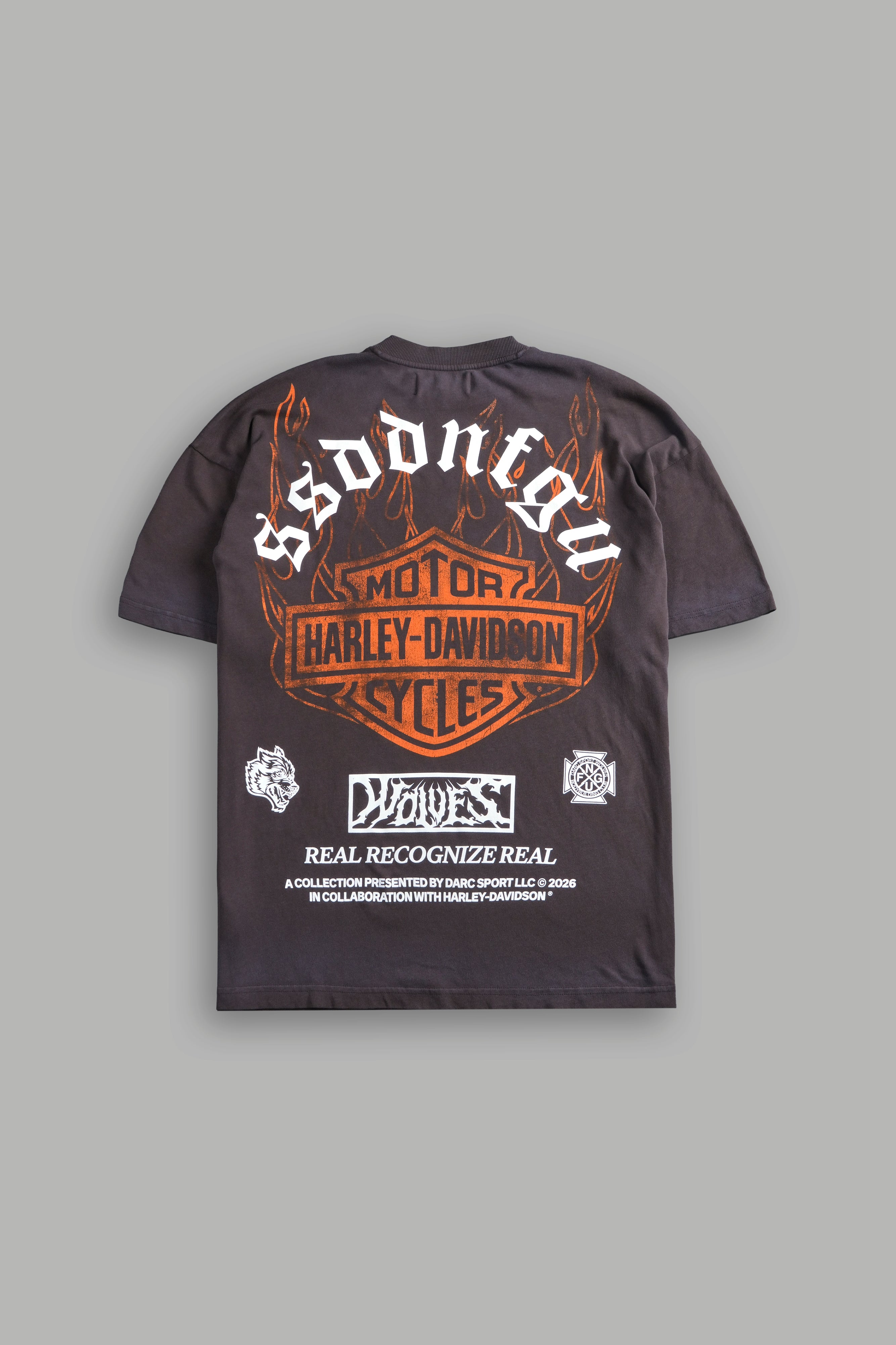 Inferno Wolf "Premium" Oversized Tee in Darc Brown Drift Wash