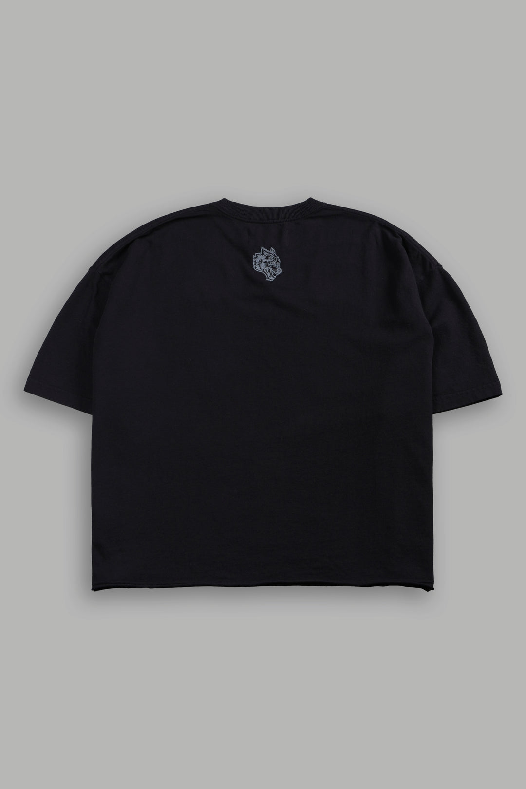 Wolverine Crucifix Grunge Raw Hem Box Cut Tee in Black