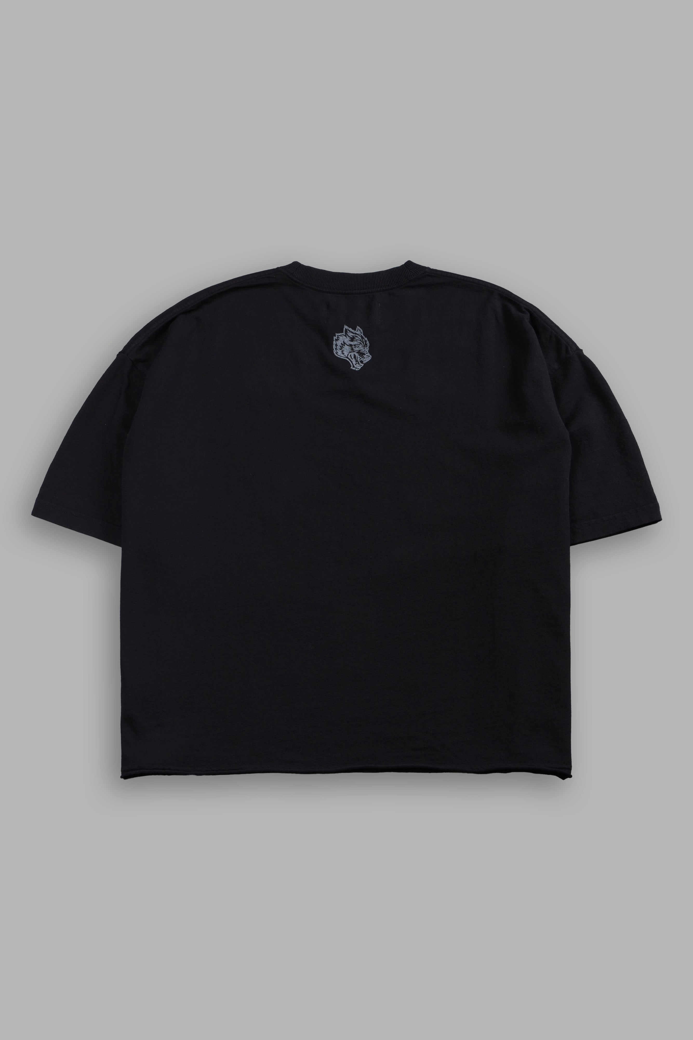 Wolverine Crucifix Grunge Raw Hem Box Cut Tee in Black