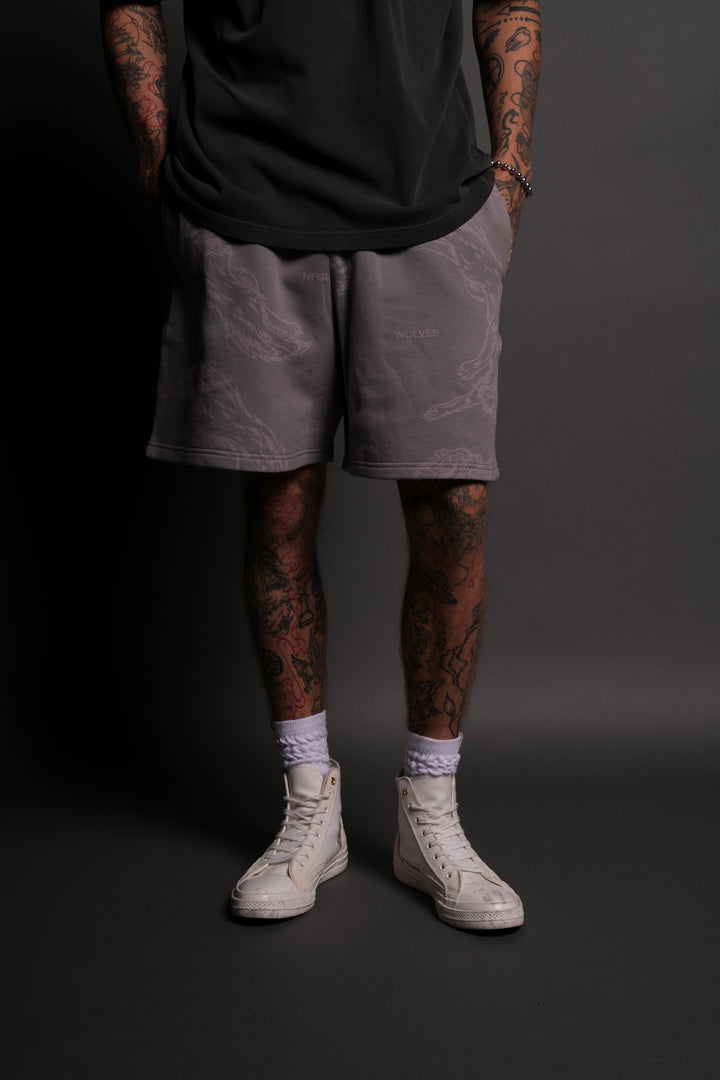 Leap Of Faith Oversized Post Lounge Sweat Shorts in Pale Gray