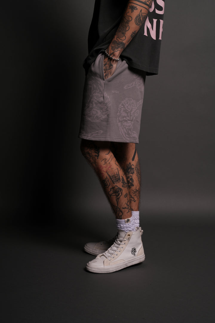 Leap Of Faith Oversized Post Lounge Sweat Shorts in Pale Gray