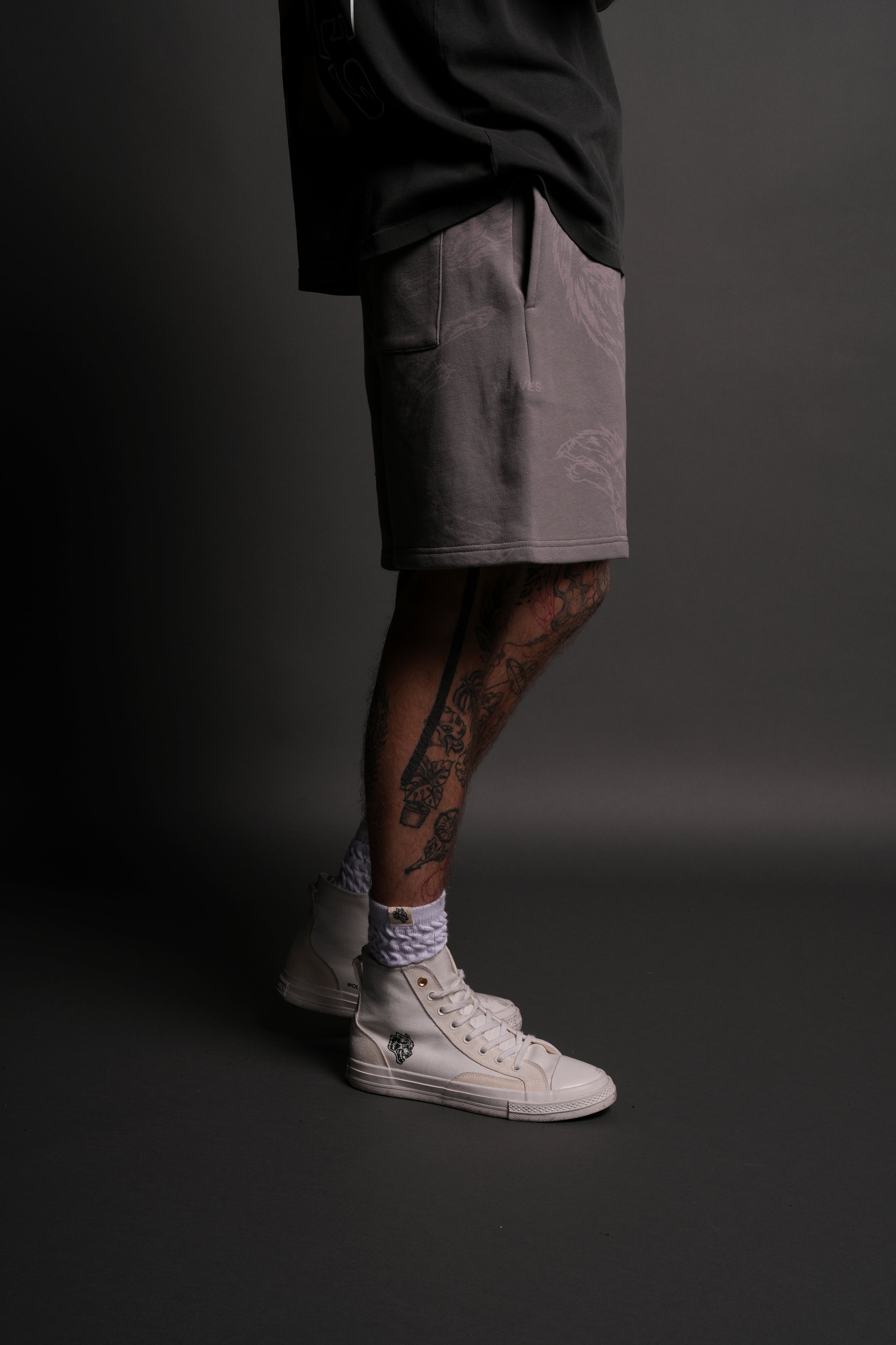 Leap Of Faith Oversized Post Lounge Sweat Shorts in Pale Gray