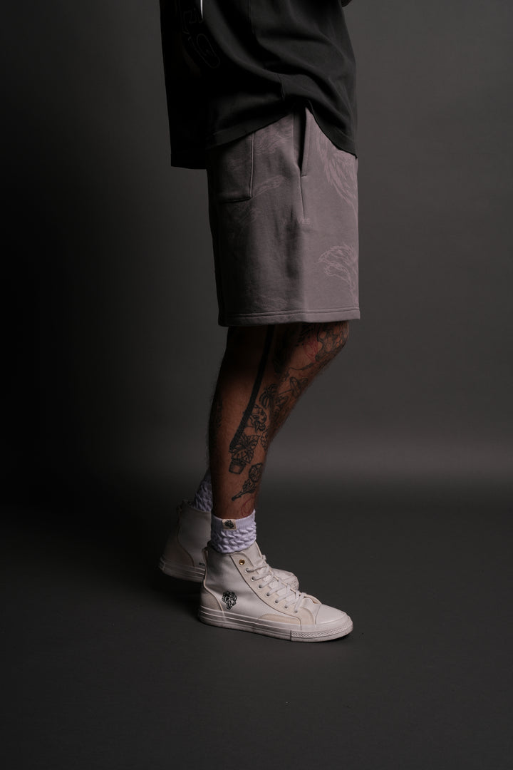 Leap Of Faith Oversized Post Lounge Sweat Shorts in Pale Gray