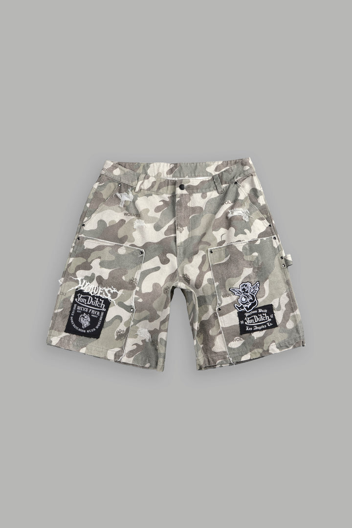Darc Vice Distressed Denim Carpenter Shorts in DSVD Green Camo