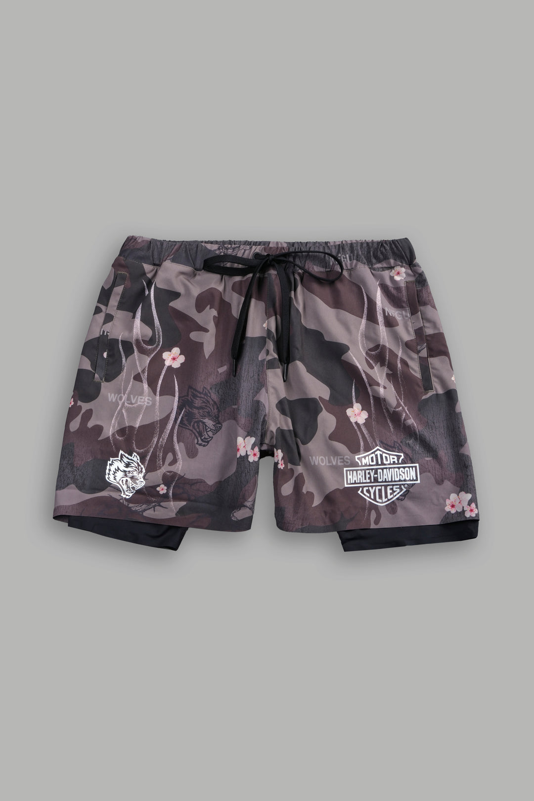Darc Blossom Compression Shorts in Warrior In A Garden Green Camo