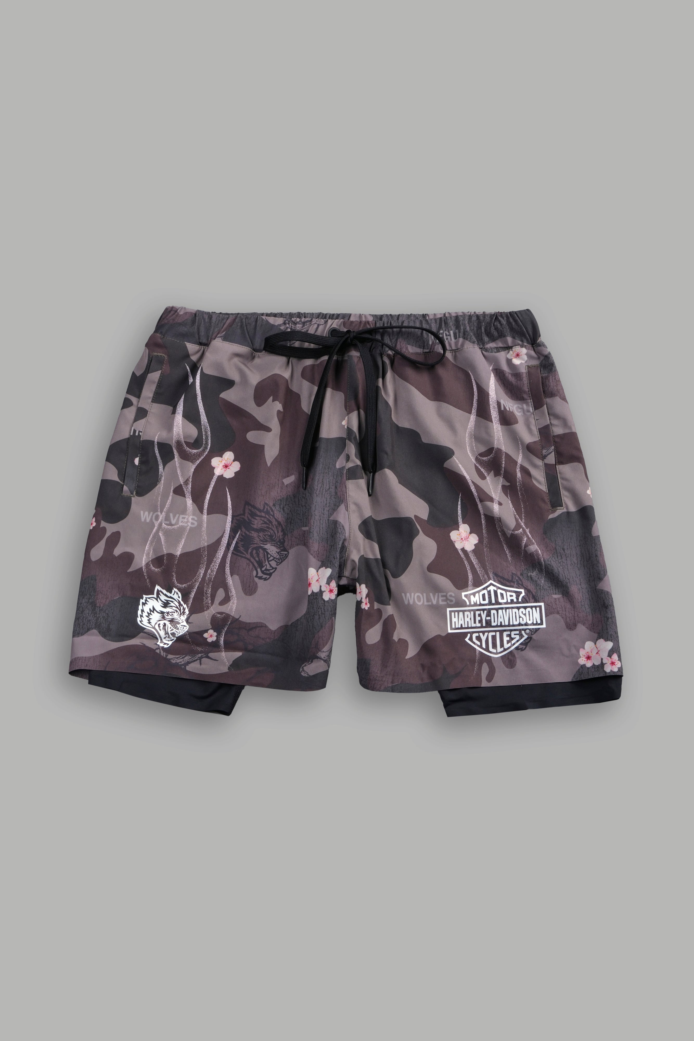 Darc Blossom Compression Shorts in Warrior In A Garden Green Camo