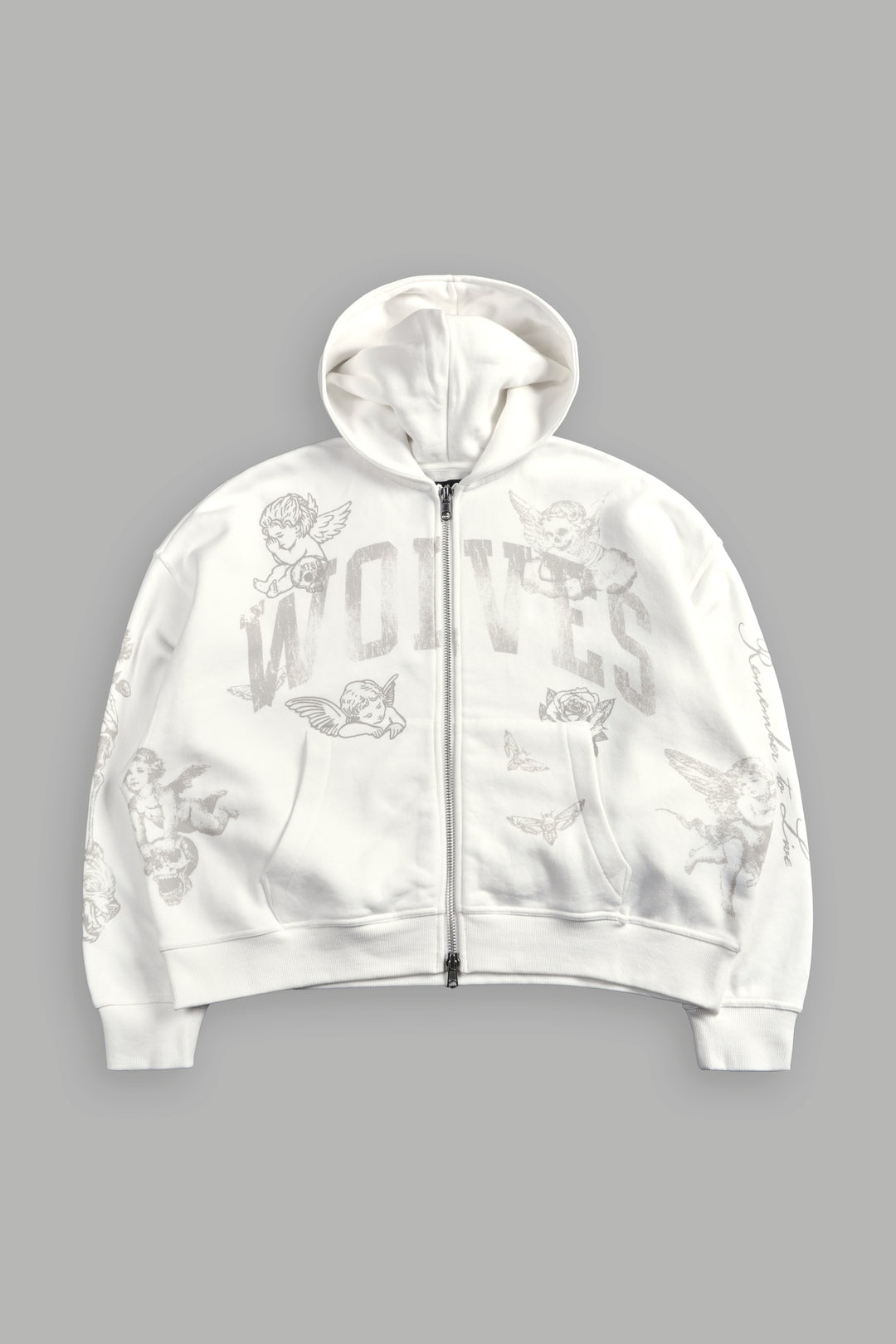 Fallen Cherub Vex Double Zip Hoodie in Cream