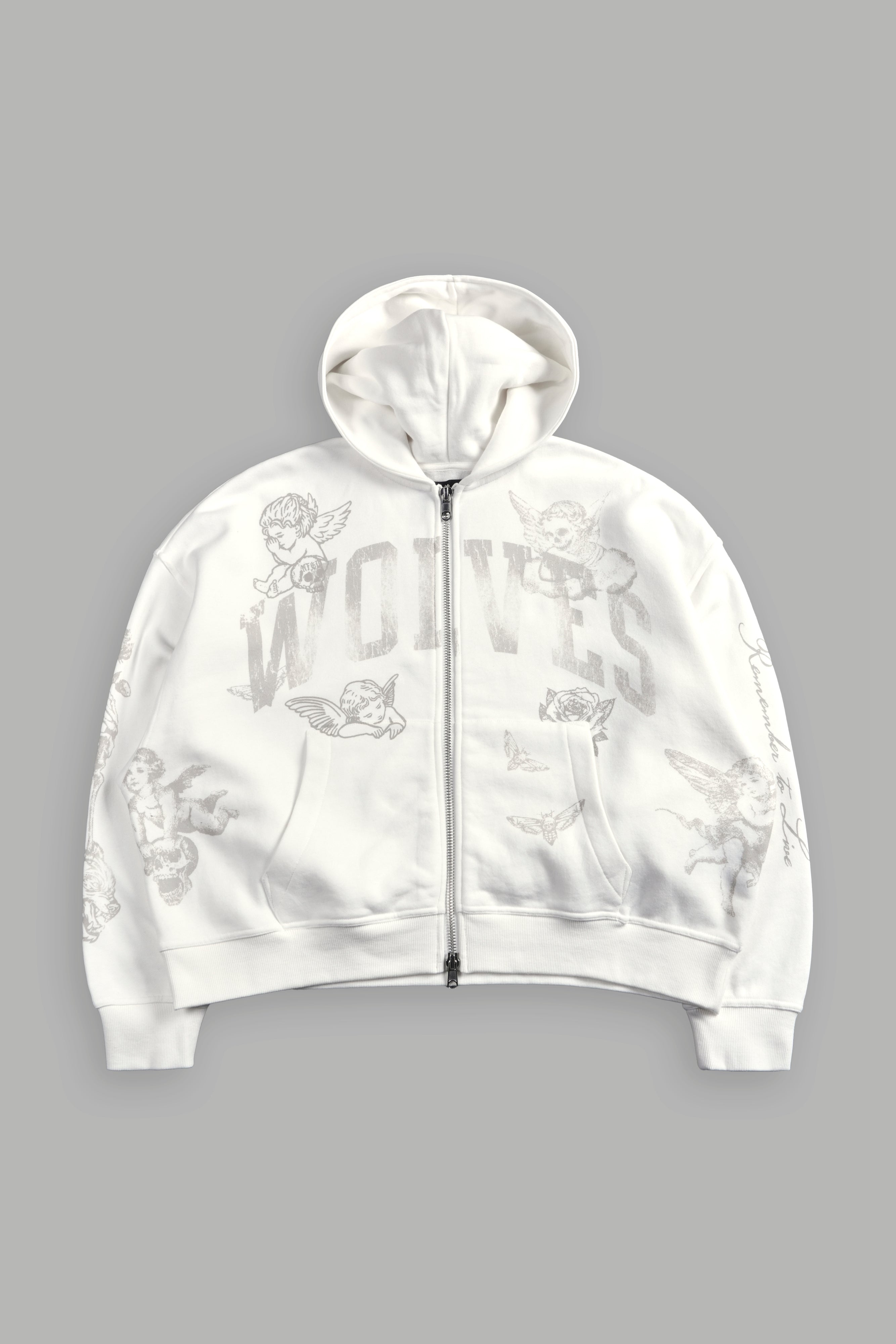 Fallen Cherub Vex Double Zip Hoodie in Cream