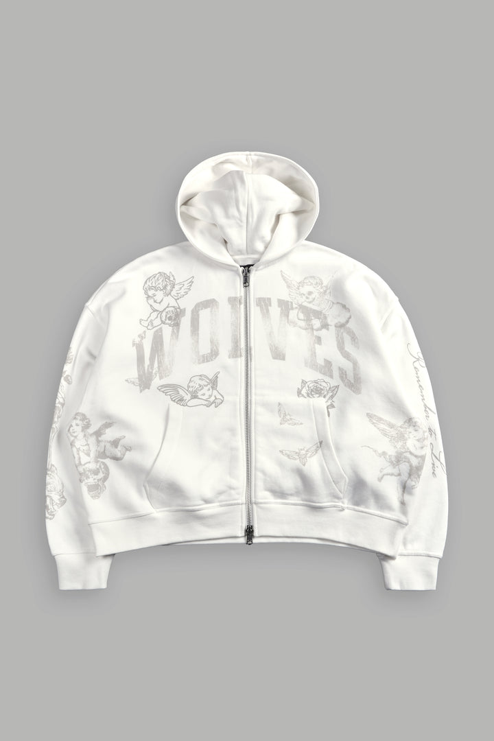 Fallen Cherub Vex Double Zip Hoodie in Cream