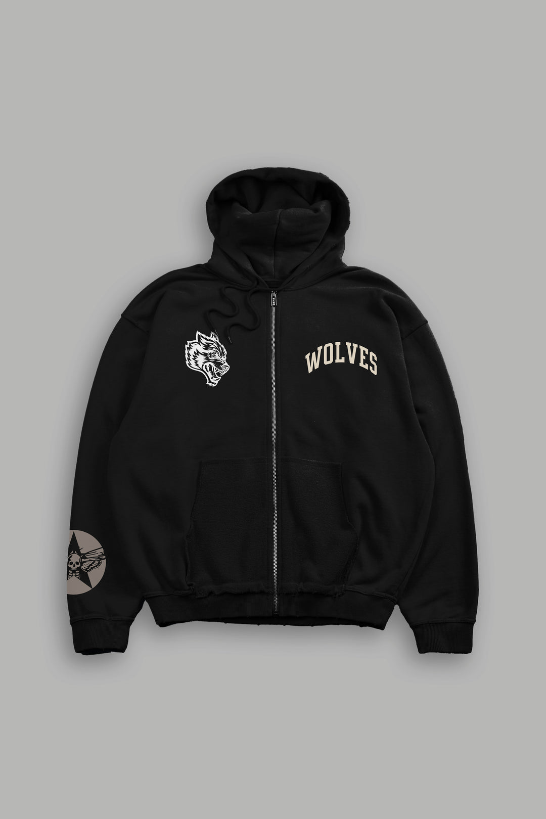 La Ca Frvr Grunge Moatis Zip Hoodie in Black