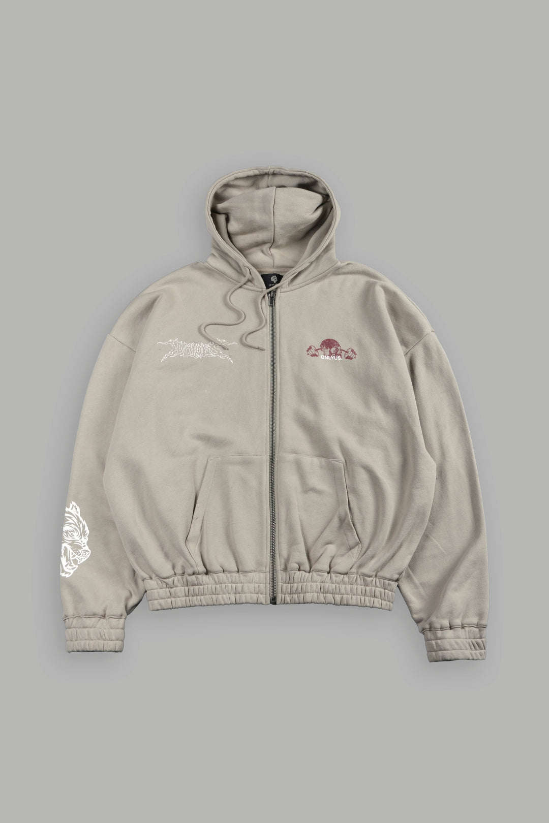 Wolves Bodybuilding Club Chambers Zip Hoodie In Cactus Gray