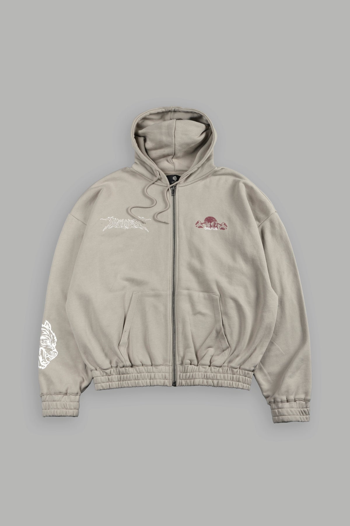 Wolves Bodybuilding Club Chambers Zip Hoodie In Cactus Gray