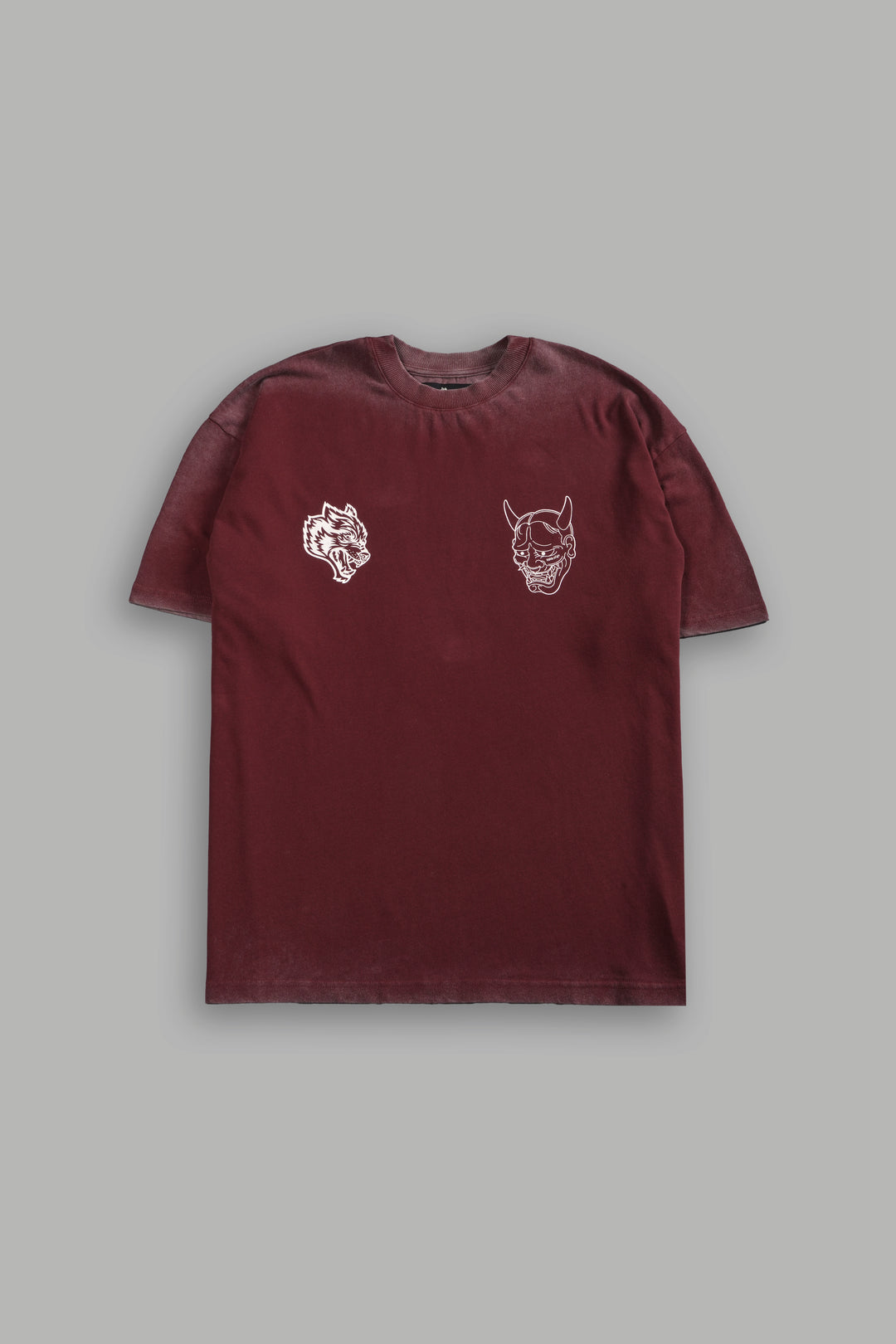 Oni Wolves "Premium" Oversized Tee in Oxblood