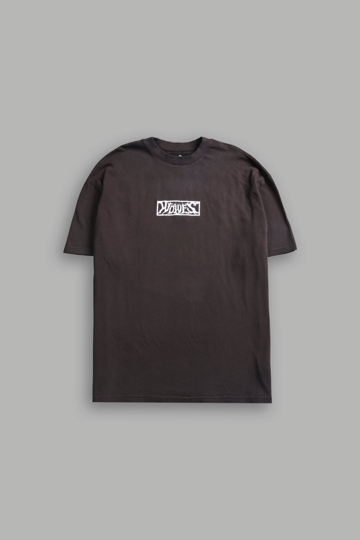 Skull Flower "Premium" Oversized Tee in Darc Brown Drift Wash