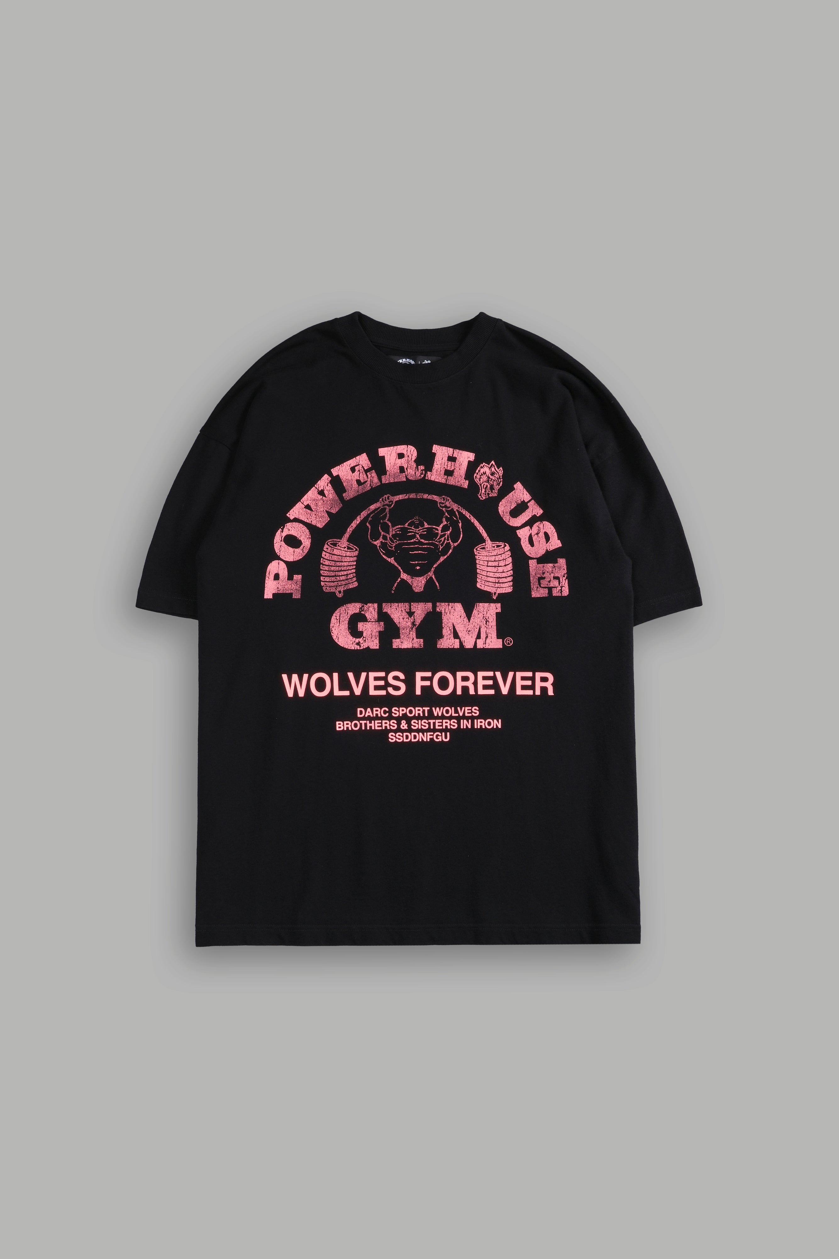 Powerhouse Of The Wolves V2"Premium" Oversized Tee in Black/Neon Pink