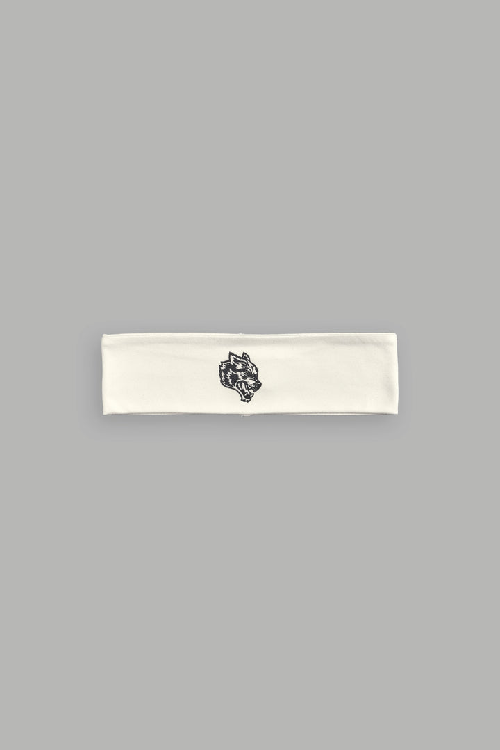 Wolf Head Wide Headband in Cream