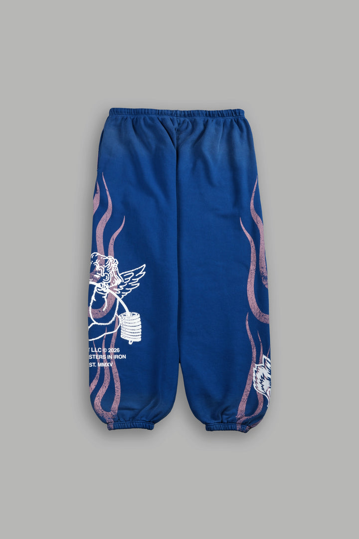 Powerhouse of the Cherub Unisex Lightweight Lounger Sweat Pants in Darc Cobalt Drift Wash