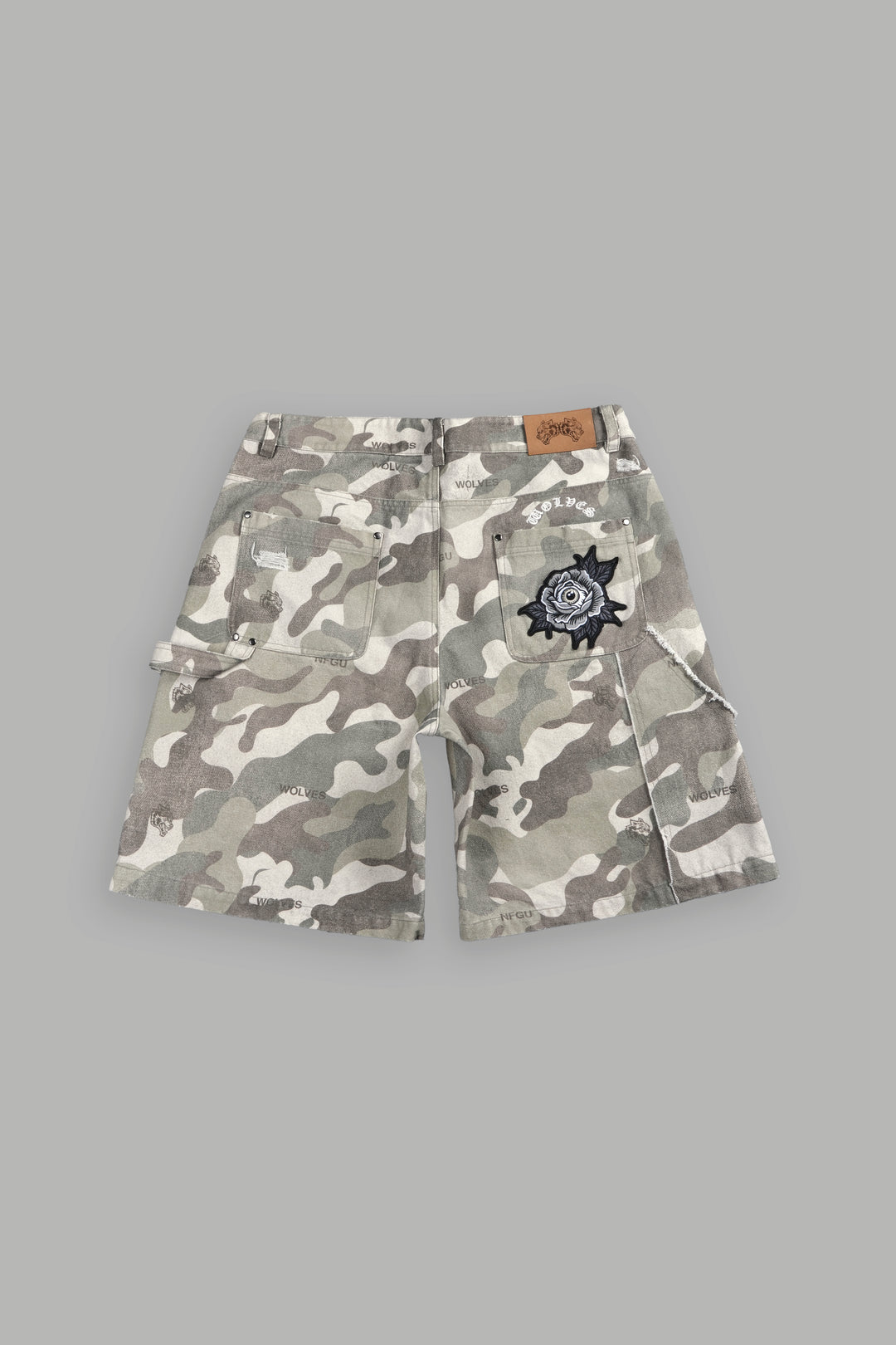 Darc Vice Distressed Denim Carpenter Shorts in DSVD Green Camo