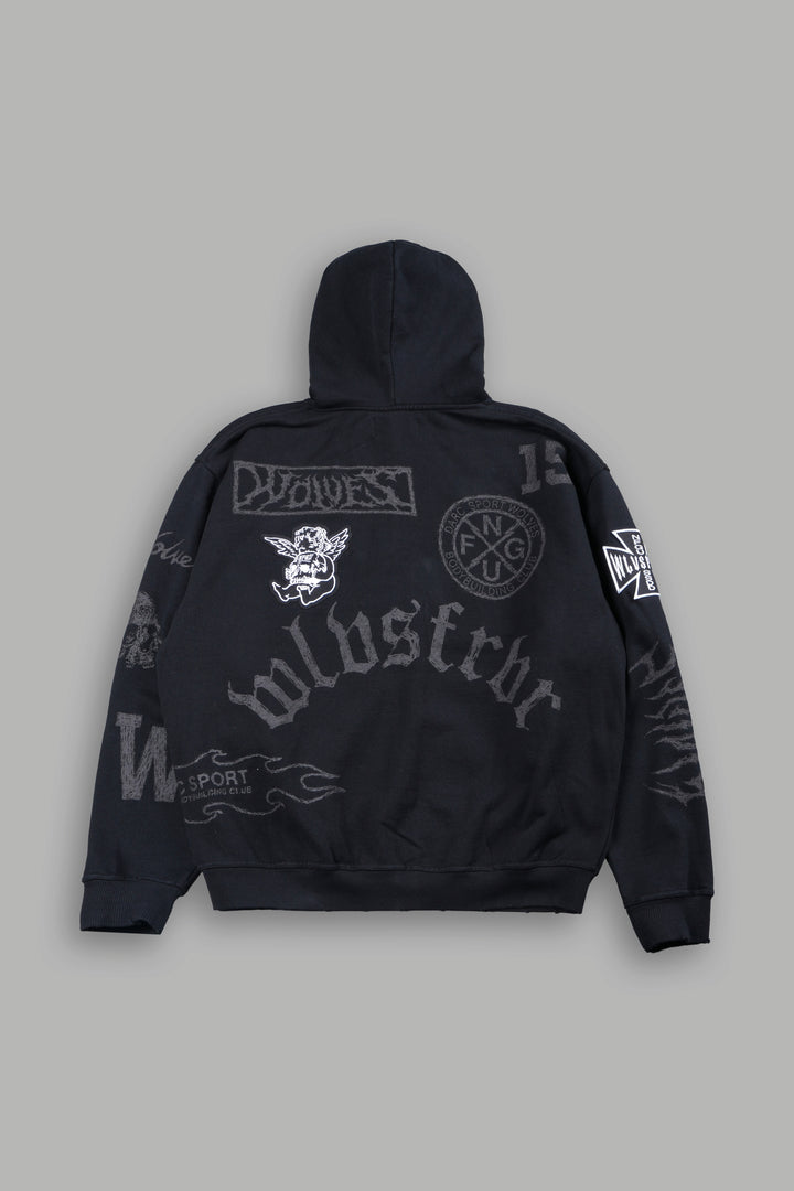 Flash Core Grunge Moatis Zip Hoodie In Black