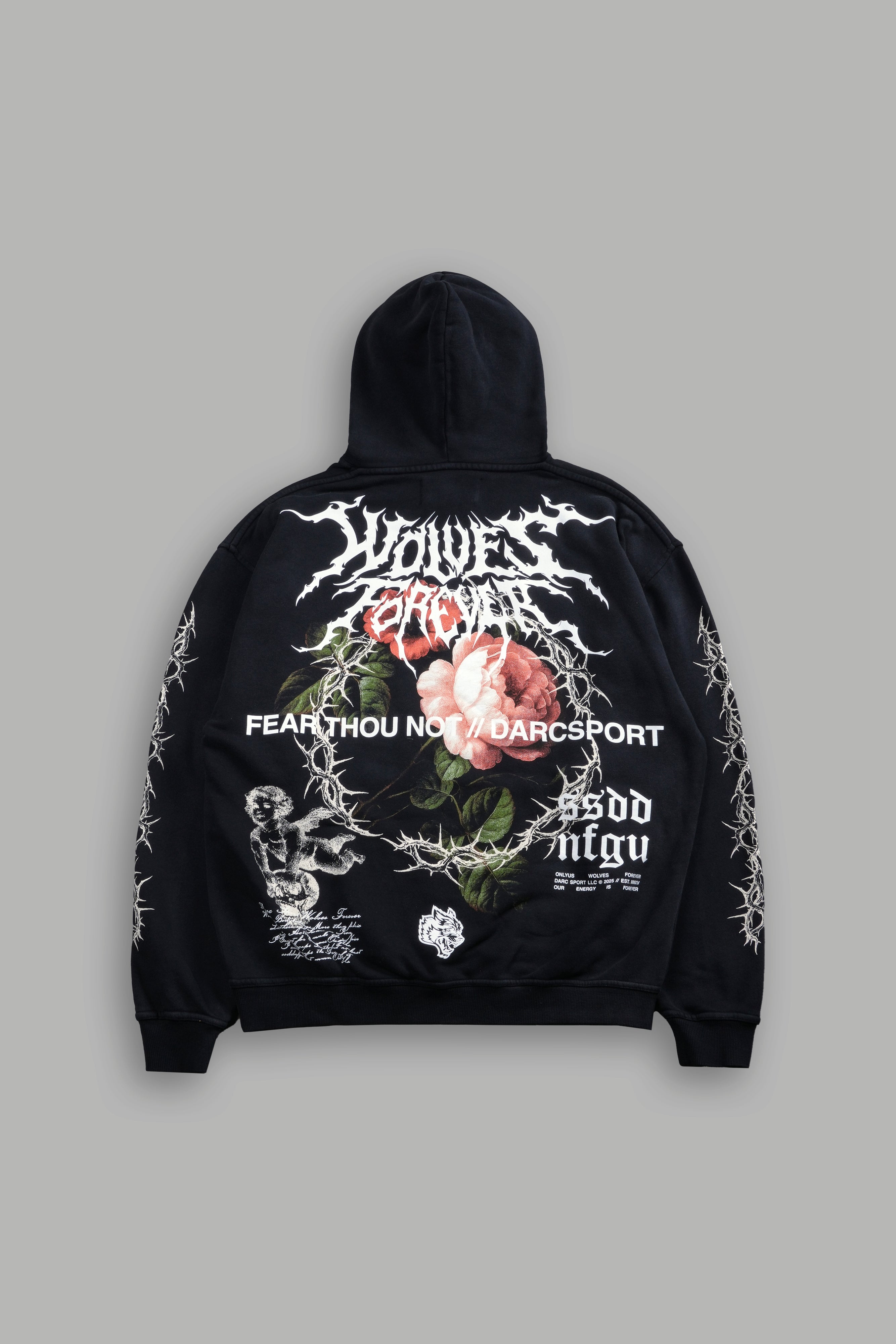 Our Virtue Unisex "Bishop" Hoodie in Black Driftwash