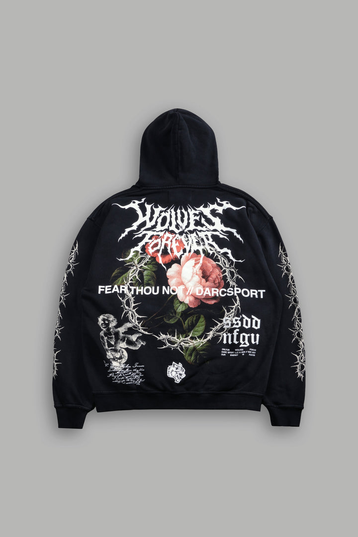 Our Virtue Unisex "Bishop" Hoodie in Black Driftwash
