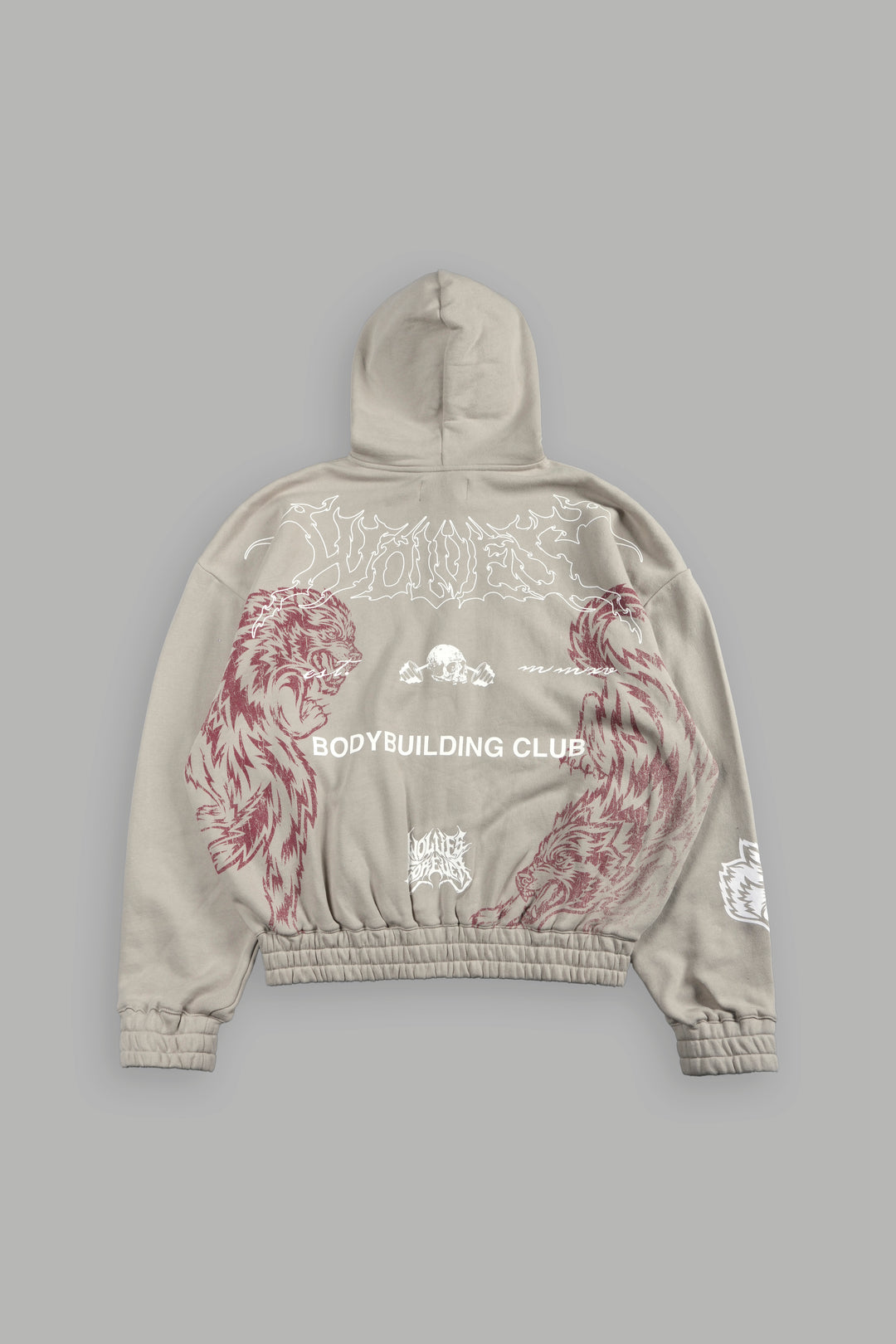 Wolves Bodybuilding Club Chambers Zip Hoodie In Cactus Gray
