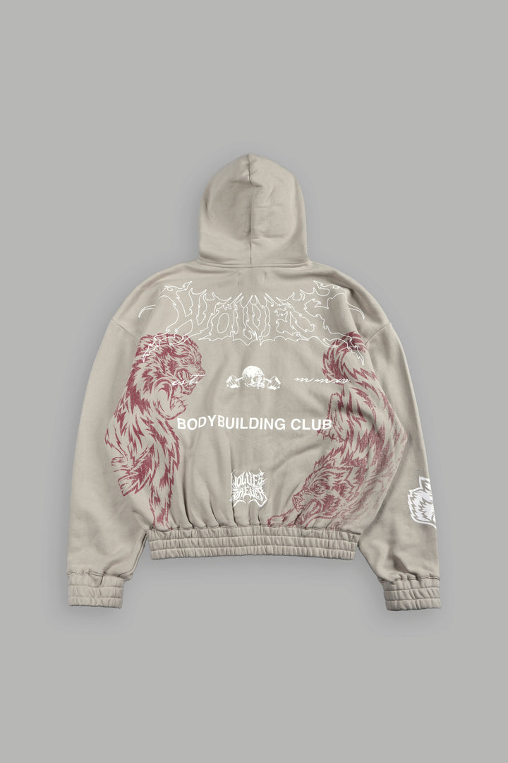 Wolves Bodybuilding Club Chambers Zip Hoodie In Cactus Gray