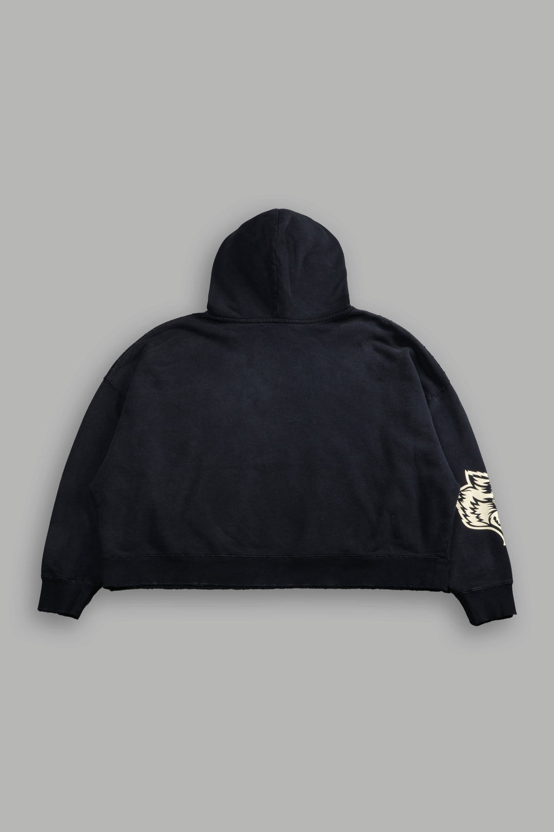 Slasher Destroyed Grunge "Gage Box Cut" Hoodie in Black Drift Wash
