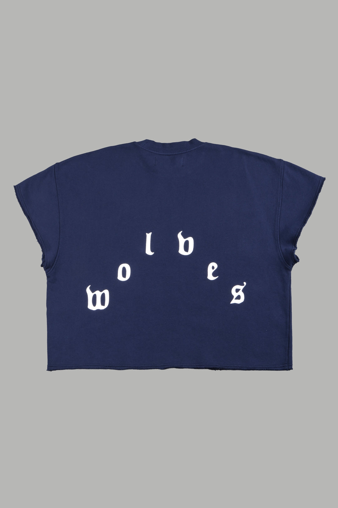 Wolf Pyramid Raw Hem Box Cut Cap Sleeve London Crewneck In Navy
