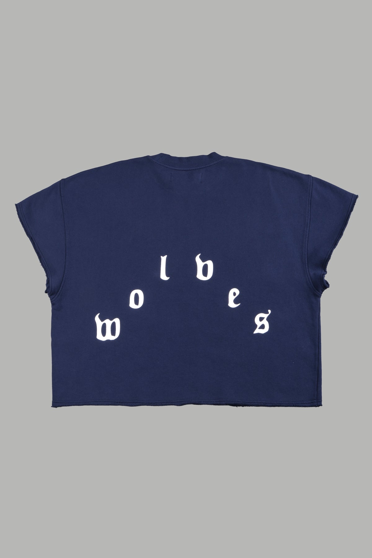 Wolf Pyramid Raw Hem Box Cut Cap Sleeve London Crewneck In Navy