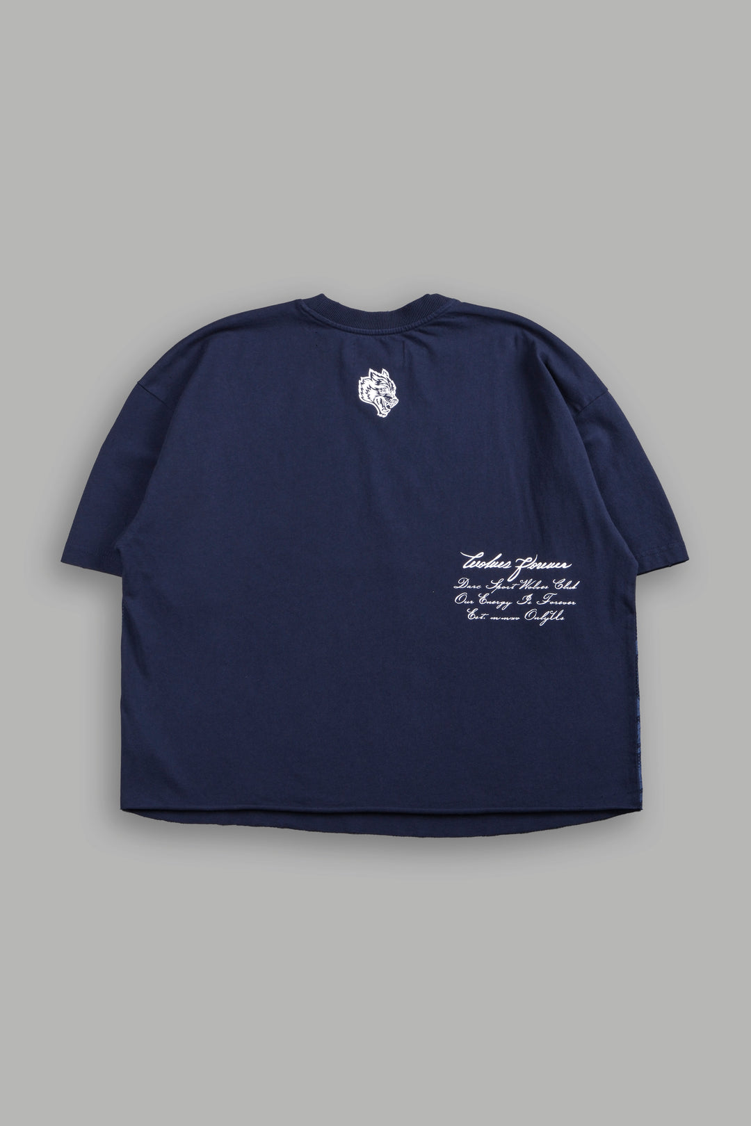 The Great Wave Distressed Grunge Box Cut Tee V2 in Navy