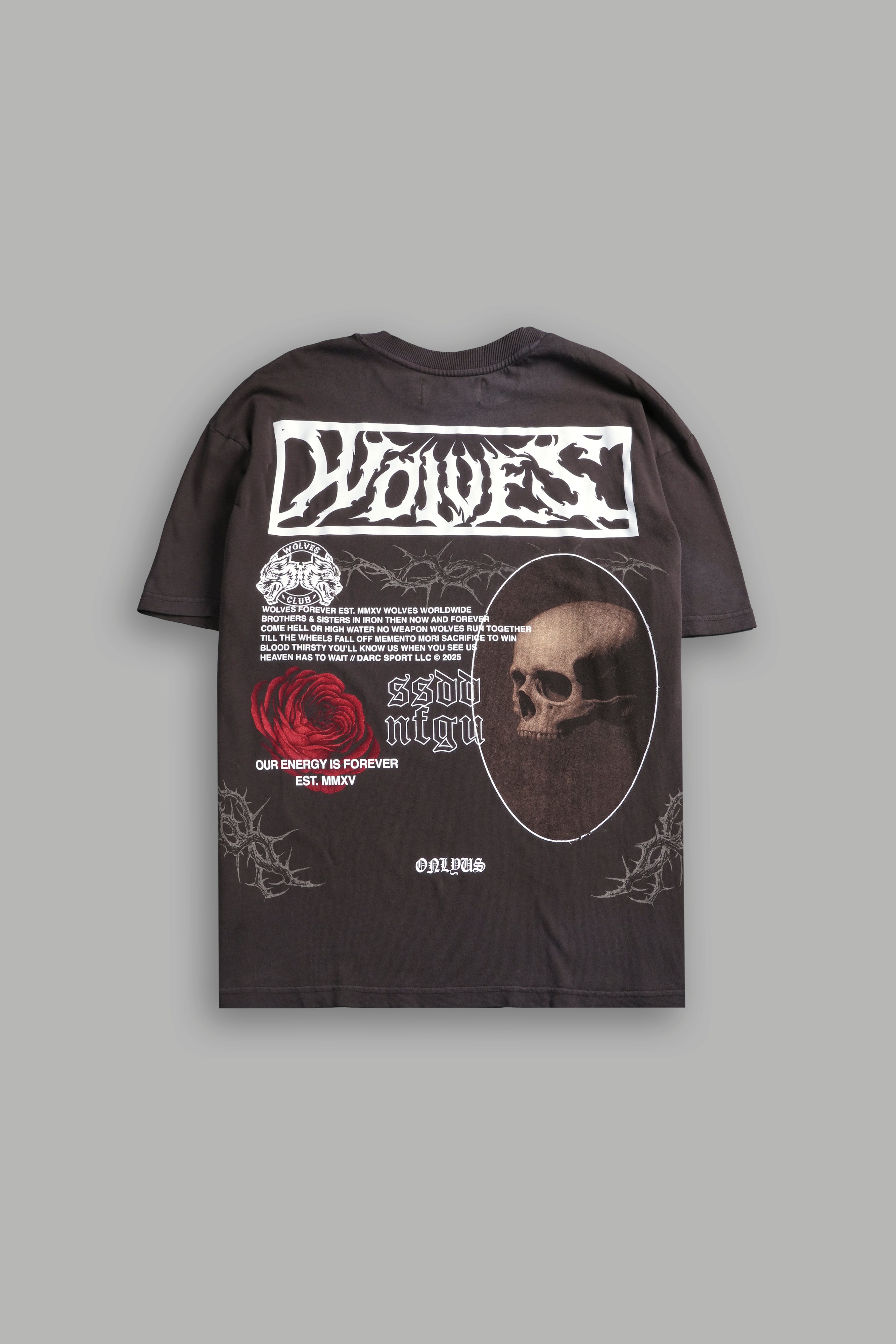 Skull Flower "Premium" Oversized Tee in Darc Brown Drift Wash