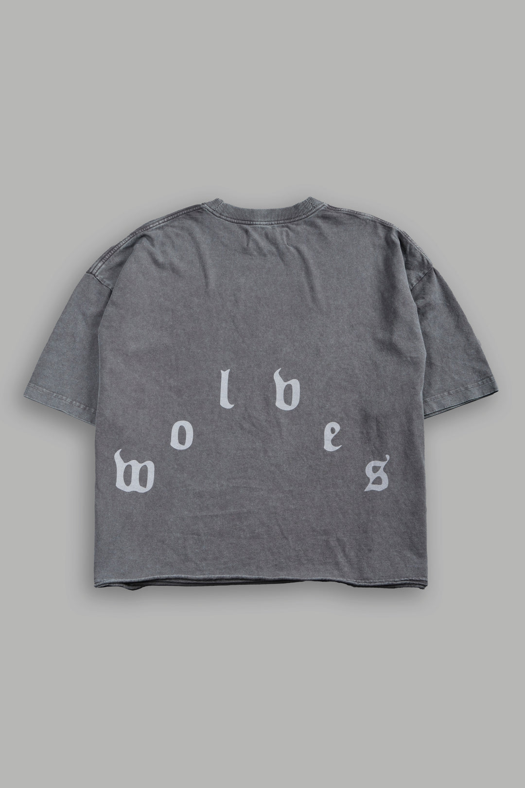 Doom Defiant Grunge Raw Hem Box Cut Tee in Wolf Gray