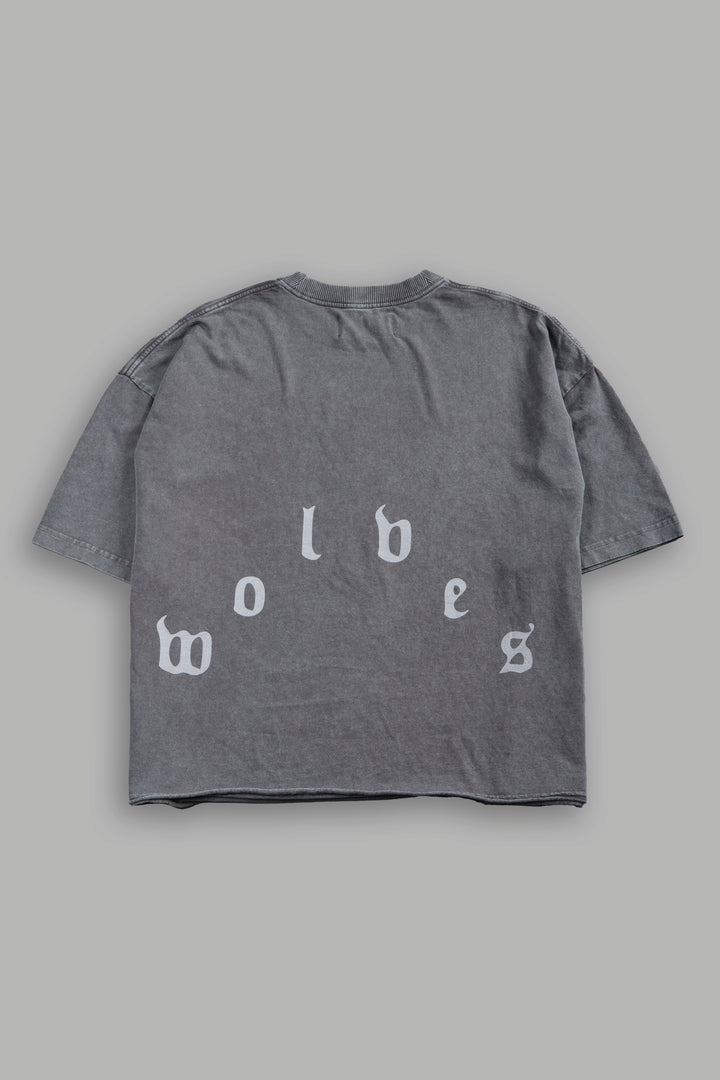 Doom Defiant Grunge Raw Hem Box Cut Tee in Wolf Gray