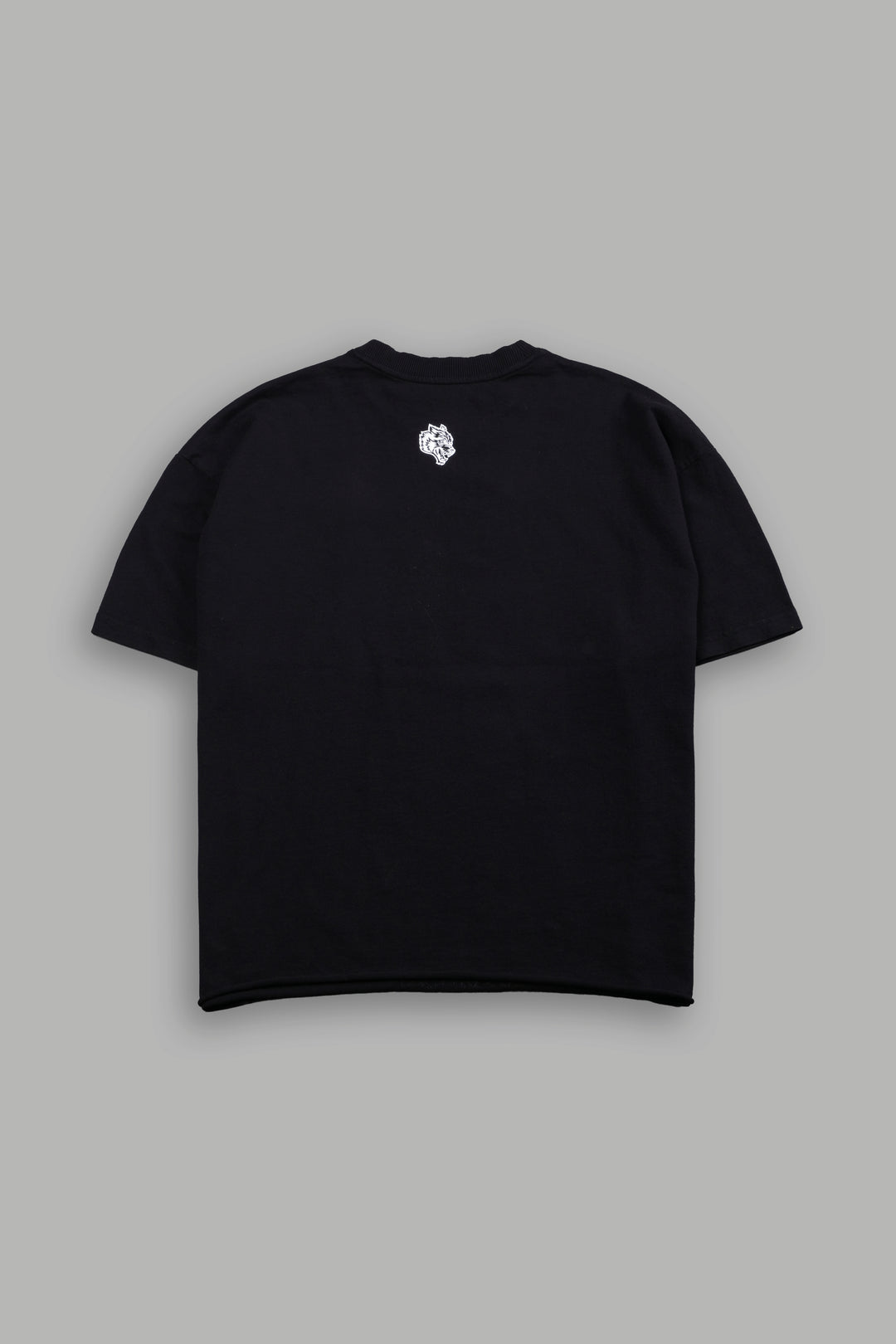 Awakened Power Grunge Mid Length Raw Hem Tee in Black
