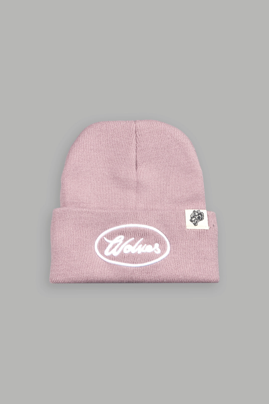 Wolves Script Work Hard Beanie in Cherry Blossom