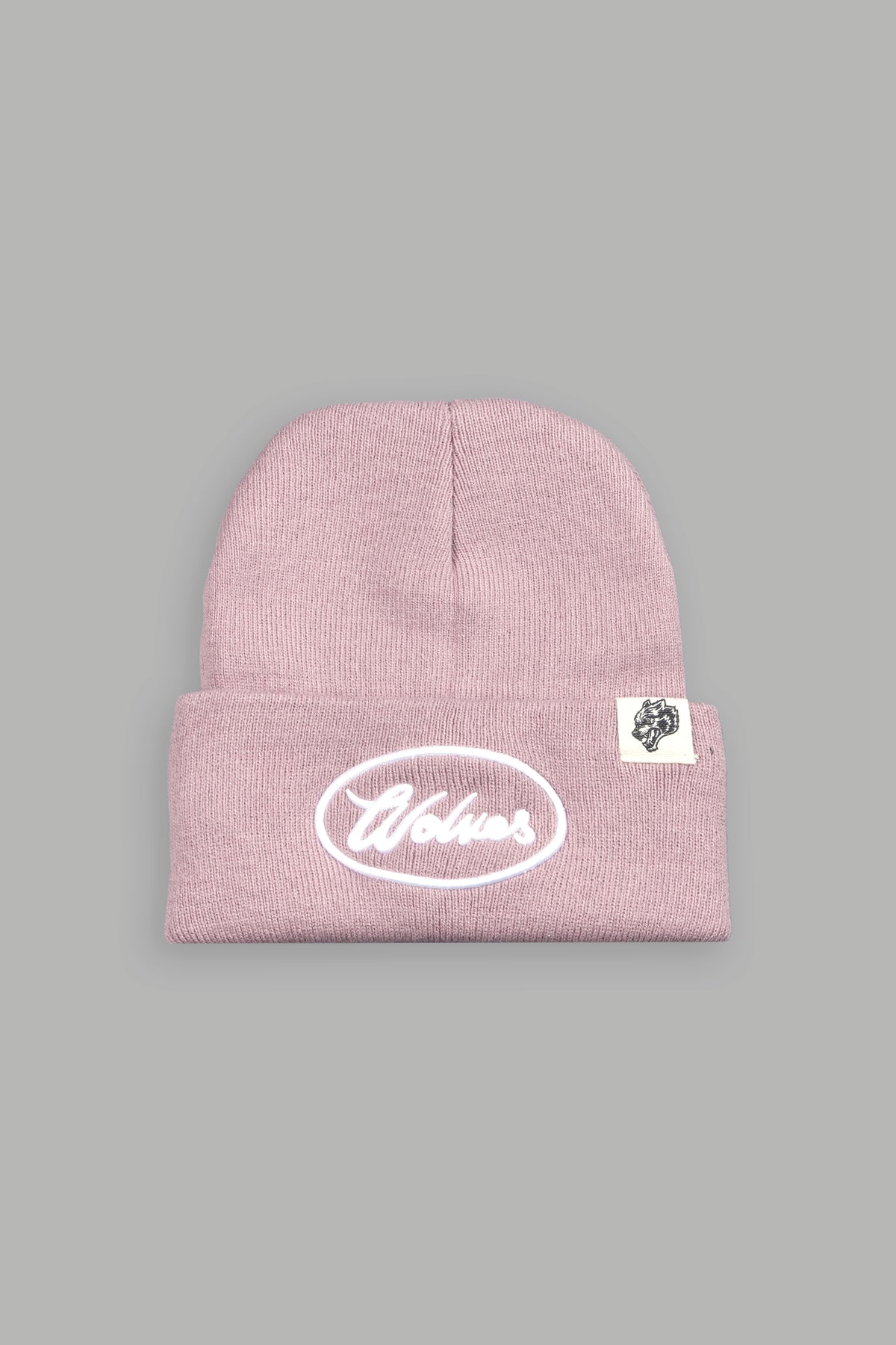 Wolves Script Work Hard Beanie in Cherry Blossom