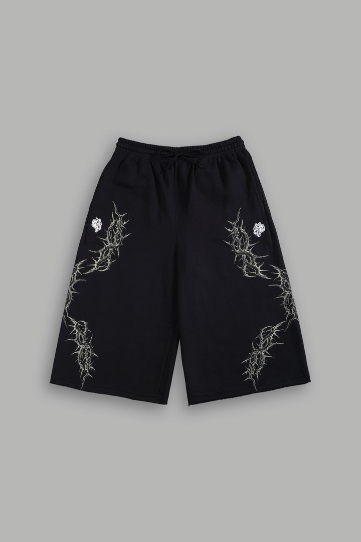Thorns Oversized Omen Cropped Sweat Pants in Black
