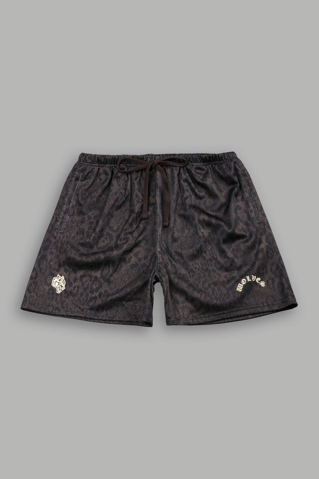 Wolf Chopper Mesh Shorts in Darc Brown Leopard