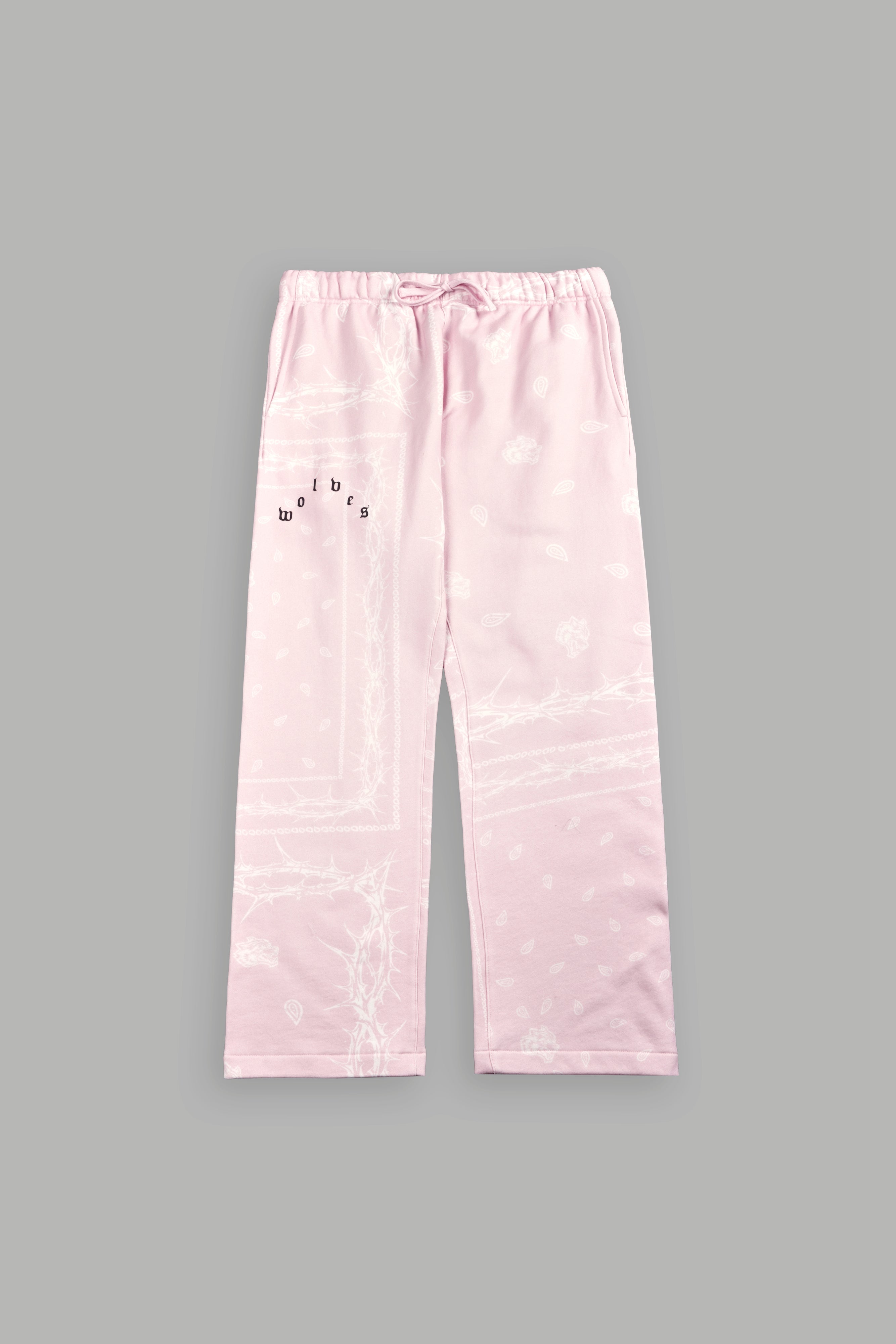 Wolves Pyramid Bigelow Sweat Pants in Blush Pink Thorn Paisley