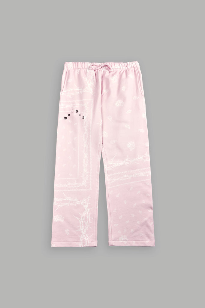 Wolves Pyramid Bigelow Sweat Pants in Blush Pink Thorn Paisley