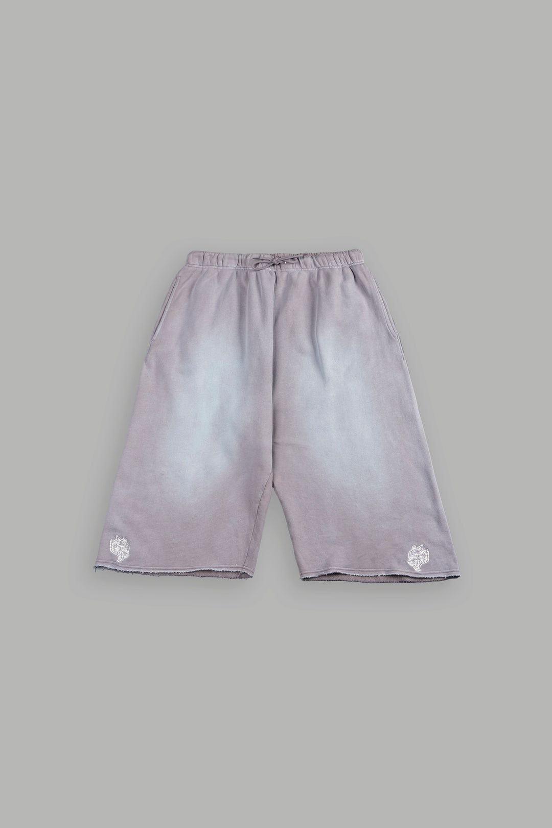 Dual Wolf Capri Sweat Pants In Pale Gray Super Sun Fade