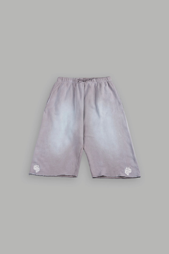 Dual Wolf Capri Sweat Pants In Pale Gray Super Sun Fade