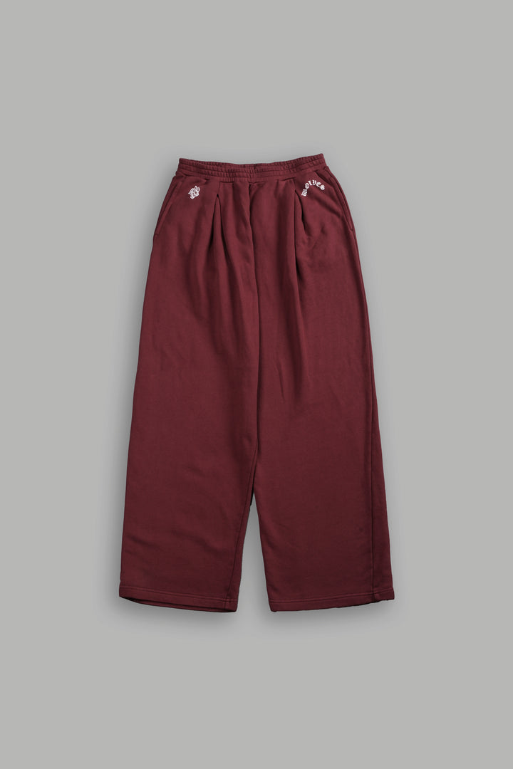 Chopper Wolf "Yara" Pleated Sweat Pants in Oxblood