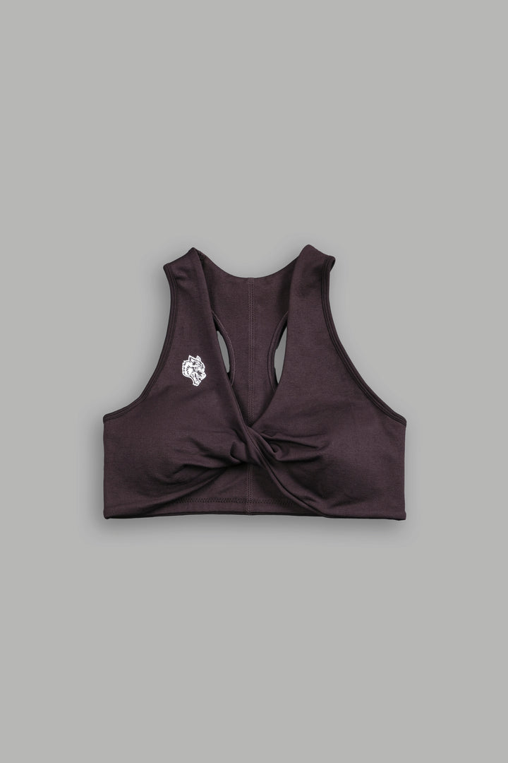 Single Wolf "Everson" Seamless Twist Bra in Darc Garnet