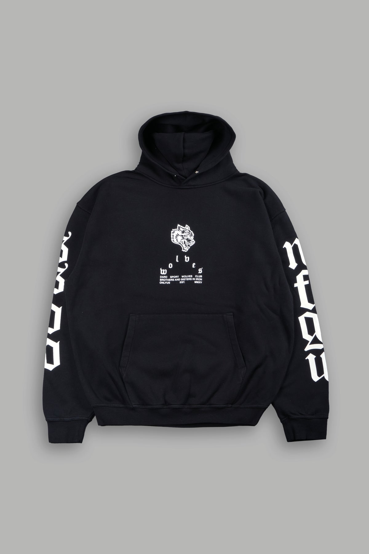 Big Wolf Head Pierce Hoodie In Black